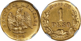 MEXICO. Gold Peso, 1872-Mo M/C. Mexico City Mint. NGC MS-61.

Fr-157; KM-410.5. Only lightly handled and exceptionally attractive, this Mint State e...