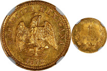 MEXICO. Gold Peso, 1872-Zz H. Zacatecas Mint. NGC MS-62.

Fr-164; KM-410.6. Mintage: 2,024. This nicely preserved little gold coin offers a pleasing...