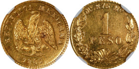 MEXICO. Gold Peso, 1882/72-Mo M. Mexico City Mint. NGC MS-63.

Fr-157; KM-410.5. Well struck and especially bright due to strong gleam in the fields...