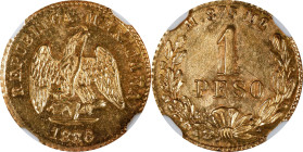 MEXICO. Gold Peso, 1886-Mo M. Mexico City Mint. NGC MS-62.

Fr-157; KM-410.5. Mintage: 1,700. Presenting a somewhat concave appearance on the obvers...