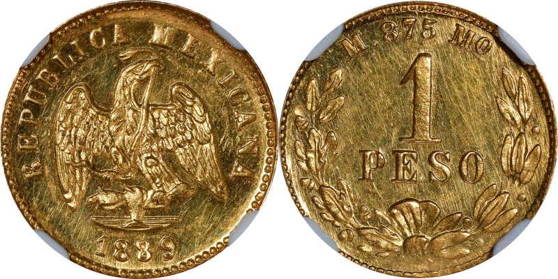 MEXICO. Gold Peso, 1889-Mo M. Mexico City Mint. NGC MS-62.

Fr-157; KM-410.5. ...