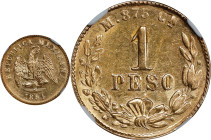MEXICO. Gold Peso, 1891/89-Cn M. Culiacan Mint. NGC MS-60.

Fr-160; KM-410.2. A nice Mint State example, this pleasant example yields strongly struc...
