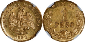 MEXICO. Gold Peso, 1892-Mo M. Mexico City Mint. NGC MS-62.

Fr-157; KM-410.5. Mintage: 2,895. Fully struck with attractive golden tone that accents ...