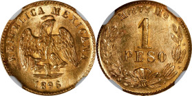MEXICO. Gold Peso, 1896-Mo M. Mexico City Mint. NGC MS-63.

Fr-157; KM-410.5. Mintage: 7,166 for the date. This handsome choice Uncirculated example...