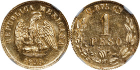 MEXICO. Gold Peso, 1899-Cn Q. Culiacan Mint. NGC MS-63.

Fr-160; KM-410.2. This lovely Choice example delivers a shimmering luster sharp details, wi...