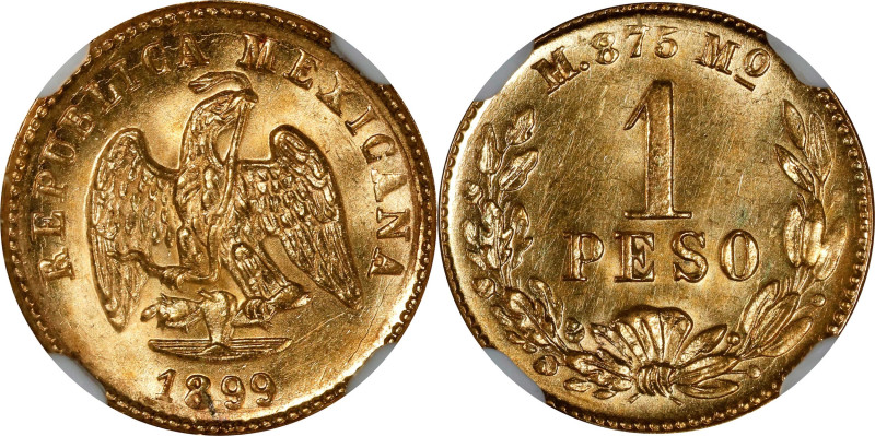 MEXICO. Gold Peso, 1899-Mo M. Mexico City Mint. NGC MS-63.

Fr-157; KM-410.5. ...