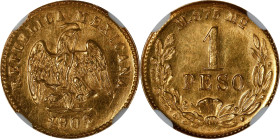 MEXICO. Gold Peso, 1902-Mo M. Mexico City Mint. NGC Unc Details--Cleaned.

Fr-157; KM-410.5. Mintage: 11,000 for the date. Variety with large date. ...