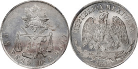MEXICO. Peso, 1870-Do P. Durango Mint. NGC MS-63.

KM-408.2. VERY SCARCE as a Durango issue, especially in so fine a condition. Radiating with fresh...