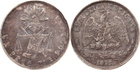 MEXICO. Peso, 1872-Mo M. Mexico City Mint. PCGS EF-45.

KM-408.5. Rich gray tone covers both sides with some silvery undertones around the designs....