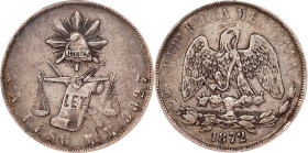 MEXICO. Peso, 1872-Mo M. Mexico City Mint. PCGS EF-45.

KM-408.5. Stunningly original with consistent deep gray coloration over both sides.

Estim...