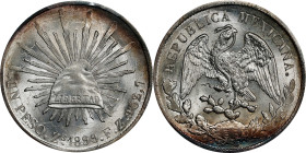 MEXICO. Peso, 1899-Zs FZ. Zacatecas Mint. PCGS MS-64.

KM-409.3. Sharply struck and dazzling, with full cartwheel luster and a touch of russet and c...
