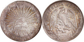 MEXICO. Peso, 1899-Zs FZ. Zacatecas Mint. PCGS MS-63.

KM-409.3. Carefully preserved with a captivating arrangement of tone over the surfaces.

Es...