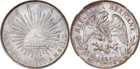 MEXICO. Peso, 1900-Mo AM. Mexico City Mint. NGC MS-61.

KM-409.2. Toned in a veil of dusky iridescent color.

Estimate: $100.00- $150.00