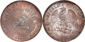 MEXICO. Peso, 1900-Zs FZ. Zacatecas Mint. NGC MS-63.

KM-409.3. Only lightly handled with bright orange-peach tone over much of the surfaces.

Est...