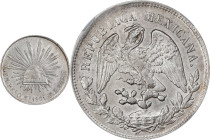 MEXICO. Peso, 1901-Zs FZ. Zacatecas Mint. NGC AU-58.

KM-409.3. A bright and nearly Mint State example, delivering full details and much appeal, wit...