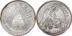 MEXICO. Peso, 1902-Cn JQ. Culican Mint. NGC MS-62.

KM-409. Showcasing impressive flash for the grade.

Estimate: $150.00- $250.00