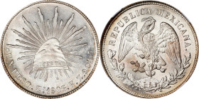 MEXICO. Peso, 1903-Zs FZ. Zacatecas Mint. NGC MS-63.

KM-409.3. Extremely flashy in the fields with traces of soft golden tone on both sides.

Est...