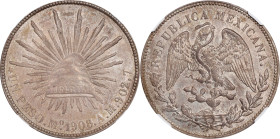 MEXICO. Peso, 1908-Mo AM. Mexico City Mint. NGC MS-63.

KM-409.2. Presenting an alluring gunmetal gray tone and alluring underlying brilliance, this...