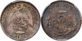 MEXICO. 5 Centavos, 1904-Cn H. Culiacan Mint. PCGS MS-65.

KM-400. This diminutive Gem offers stunning detail surrounded by full satiny luster. Dust...
