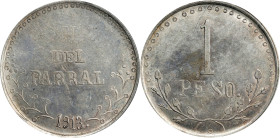 MEXICO. Chihuahua. Hidalgo del Parral. Peso, 1913. PCGS Genuine--Scratch, AU Details.

KM-611; GB-79; Grove-7781. Variety with 1 over PESO. A lovely...