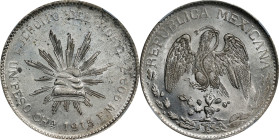 MEXICO. Chihuahua. Peso, 1915-Ch FM. Chihuahua Mint. NGC MS-64.

KM-619. Army of the North issue. A well-preserved issue, finely struck with careful...