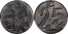 MEXICO. Estado de Mexico - Amecameca. Copper 25 Centavos, ND (1915). PCGS AU-50.

KM-685; GB-252. Slightly rough but rather crisp with little eviden...