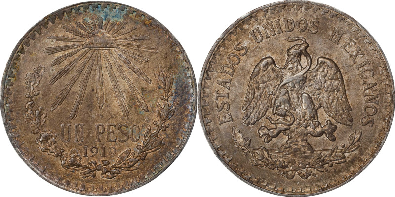 MEXICO. Peso, 1919-M. Mexico City Mint. PCGS AU-58.

KM-454. A two-year type t...