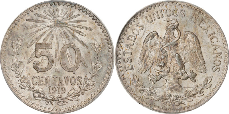 MEXICO. 50 Centavos, 1919-M. Mexico City Mint. PCGS MS-63.

KM-446. First type...