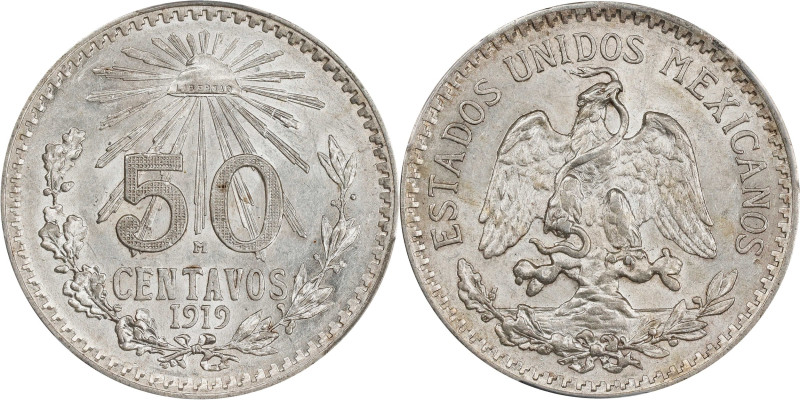 MEXICO. 50 Centavos, 1919-M. Mexico City Mint. PCGS MS-62.

KM-446. First type...