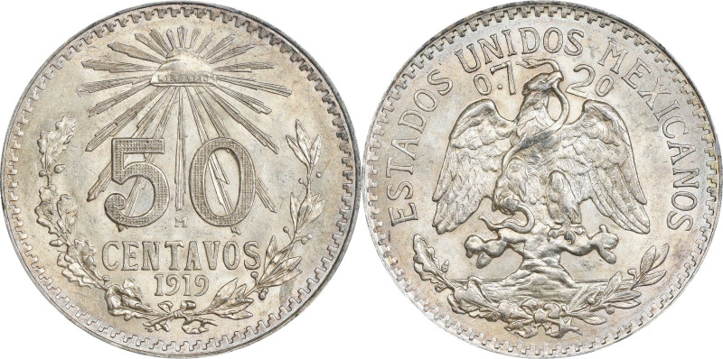 MEXICO. 50 Centavos, 1919-M. Mexico City Mint. PCGS MS-63.

KM-447. Delivering...