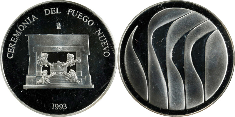 MEXICO. New Fire Ceremony Silver Medal, 1993-Mo. Mexican (Potosi) Mint. PROOF.
...