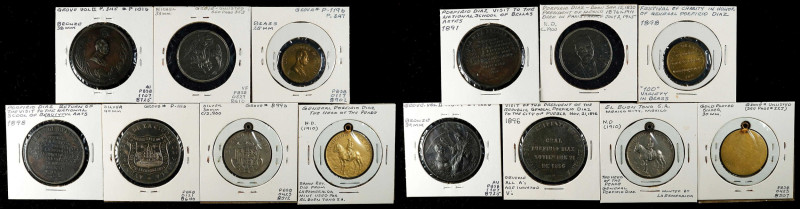 MEXICO. Septet of Porfirio Diaz Commemorative Medals (7 Pieces), 1891-1910. Aver...