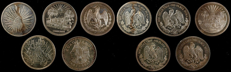 MEXICO. Sextet of 2 Ounce Silver Medals (6 Pieces), ca. 21st Century. Average Gr...