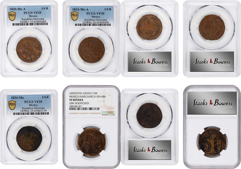 MEXICO. Quartet of Copper Denominations (4 Pieces), 1830-1915. All NGC or PCGS C...