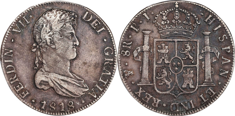 BOLIVIA. 8 Reales, 1818-PTS PJ. Potosi Mint. Ferdinand VII. PCGS EF-40.

KM-84...