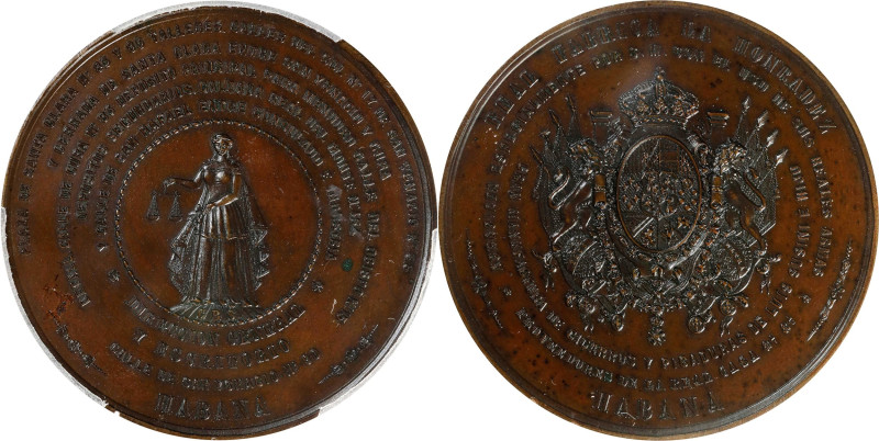 CUBA. Honradez Royal Tobacco Factory Bronze Medal, ND (ca. 1859-60). PCGS SPECIM...