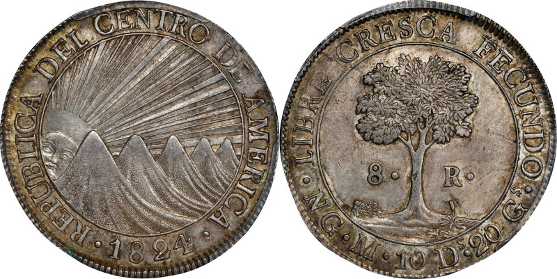 GUATEMALA. Central American Republic. 8 Reales, 1824-NG M. Nueva Guatemala Mint....