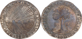 GUATEMALA. Central American Republic. 8 Reales, 1828-NG M. Nueva Guatemala Mint. NGC AU-55.

KM-4. A mildly circulated example of this popular "Sunf...