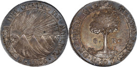 GUATEMALA. Central American Republic. 8 Reales, 1836-NG M. Nueva Guatemala Mint. PCGS AU-58.

KM-4. Surpassed in the PCGS census by just two example...