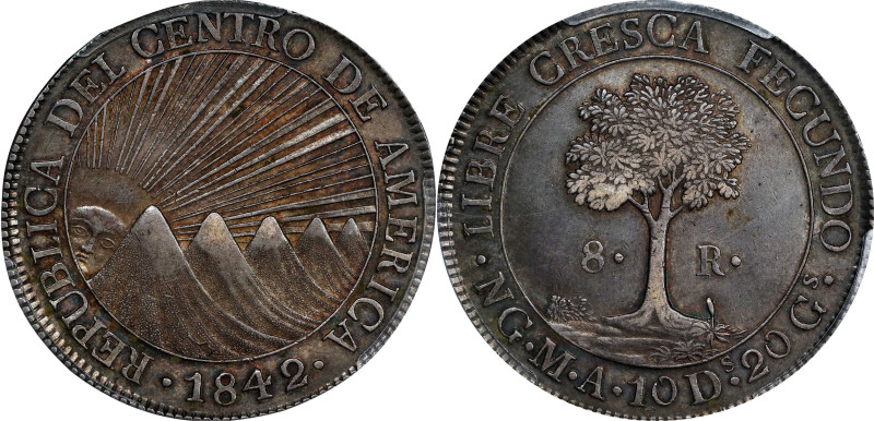 GUATEMALA. Central American Republic. 8 Reales, 1842-NG MA. Nueva Guatemala Mint...