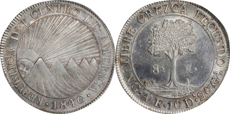 GUATEMALA. Central American Republic. 8 Reales, 1846/2-NG AE/MA. Nueva Guatemala...