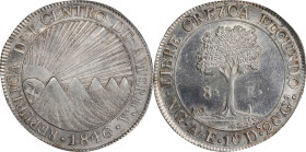 GUATEMALA. Central American Republic. 8 Reales, 1846/2-NG AE/MA. Nueva Guatemala Mint. PCGS MS-61.

KM-4. Variety with overdate, over-assayer, and "...