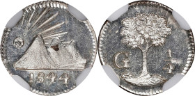 GUATEMALA. Central American Republic. 1/4 Real, 1844-G. Nueva Guatemala Mint. NGC MS-66.

KM-1. A visually impressive 1/4 Real, with shimmering and ...