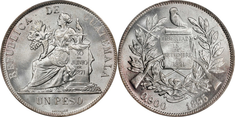 GUATEMALA. Peso, 1895. Guatemala City Mint. PCGS MS-65.

KM-210. A Gem in ever...