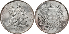 GUATEMALA. Peso, 1895. Guatemala City Mint. PCGS MS-65.

KM-210. A Gem in every sense of the term, the fields beaming with jewel-like luster and ent...