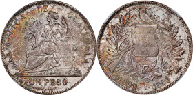 GUATEMALA. Peso, 1896. Guatemala City Mint. NGC MS-64+.

KM-210. A most beautiful Peso, the present example delivers rich luster, with handsome toni...