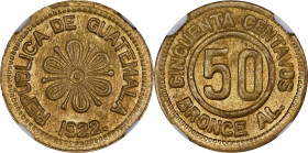 GUATEMALA. 50 Centavos, 1922. NGC MS-64.

KM-232.2. A type not often encountered in higher certified grades. Lustrous and pale yellow-gold in color....
