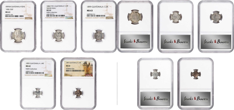 GUATEMALA. Quintet of Minor Issues (5 Pieces), 1880-99. All NGC Certified. Grade...