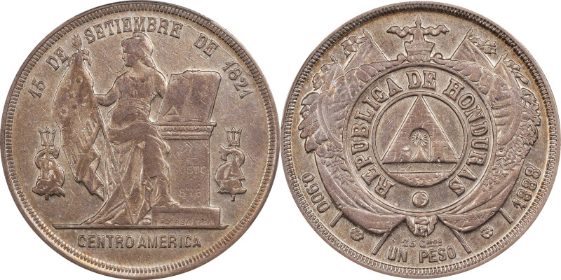 HONDURAS. Peso, 1888. Tegucigalpa Mint. PCGS Genuine--Cleaned, AU Details.

KM...