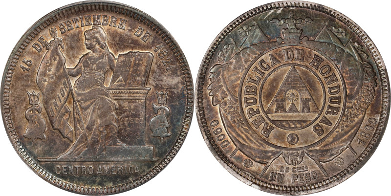 HONDURAS. Peso, 1890. Tegucigalpa Mint. PCGS AU-58.

KM-52. Quite deeply toned...